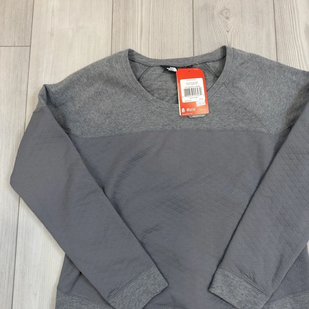 NWT The North Face Womens‎ Large Recover-Up Crew Sweater Sweatshirt Gray Quilted